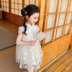 สไตล์เจ้าหญิง ฤดูร้อน เดรส เด็ก 3 เด็กผู้หญิง ทันสมัย และ มีสไตล์ กระโปรงยาวปานกลาง แขนสั้น ตาข่าย วัสดุ เด็กทารก เด็กผู้หญิง เดรส