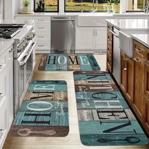 Rustic Wood Grain Kitchen Rug Sweet Home Kitchen Themed Non Slip Machine Washable Laundry Room Mat Home Decor Floor Carpet