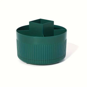 1 Piece 360 ° Rotating Cosmetics Storage Box 5-Grids Stripesd Partition Desktop Stationery Makeup Brush Eyebrow Pencil Lipstick Multi-Functional Storage Pen Holder Storage Box