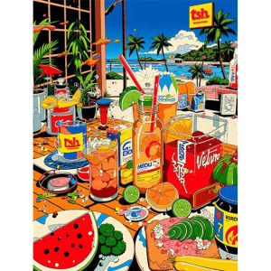 KAYOU | Number Oil Painting Coast Fruit Beverage Kit Unframed Canvas Painting By Numbers DIY Handmade Artwork Wall for House Decor
