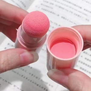 Pink Blush Stick Low Saturation Long-Lasting Color Waterproof Sweatproof Sponge Puff Blending Application Coverage Brightens Skin Tone Refined Makeup Look