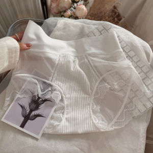 กางเกงวอร์มผ้าลูกไม้โปร่งสไตล์ฝรั่งเศส สำหรับผู้หญิง ทรงเซ็กซี่ ระบายอากาศได้ดี ผ้าฝ้ายแท้ ทรงเอวสูง ทรงสั้น ไร้ตะเข็บ