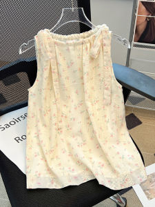 Big Sale Leak-Picking ~ Summer French Style Bow Tie-Shoulder Floral Sleeveless Shirt Womens Stylish Younger Sweet Top