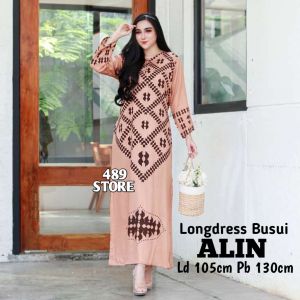 Daster Busui Longdress Lengan Panjang Dengan Kancing Depan