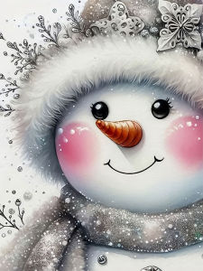 Huacan Full Diamond Painting Cartoon Snowman Colse-up Diamond Mosaic Portrait New Decorative Paintings Christmas Gift