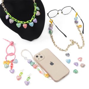 4-10pcs 18x19mm Acrylic UV Double Color Halo Dyed Peach Heart Beads for Necklace Earring Keychain DIY Jewelry Making Accessories