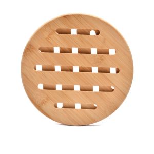 Set of 1 Pot Coasters Round Bamboo Non-Slip Washable Coasters Heat-Resistant Pot Coasters Pan Protectors for Kitchen Bowl Pots