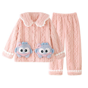 ANZHAOQI | Coral Fleece Flannel Thickened Childrens Pajamas