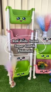 Rak Serbaguna Tempat Penyimpanan Mainan Anak 4 Susun Rak Gemes dengan 4 Roda / Rak Buku / Rak Dapur