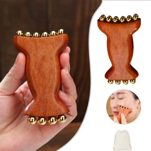 Radiant Skin Saviour Lymphatic Detox Face Massager จางหายไปริ้วรอย Firms Jawline และตาทองแดงธรรมชาติไม้เครื่องมือความงาม