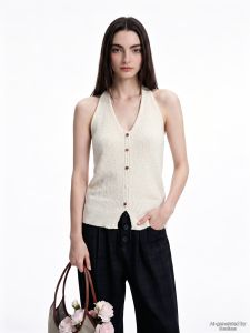 Basic House | Halter Vest Top for Summer Sleeveless V-Neck