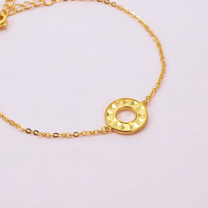 Chow Sang Sang 周生生 999 Gold MINTYGREEN Sunflower Bracelet for Women 18cm 94535B Price-by-Weight 2.62g Gold