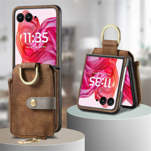 szhaiyu | Luxury Card Holder Phone Case For Motorola MOTO Razr 70 Plus 60 50 40 Ultra PU Leather Ring Wallet Purse Hard Protection Cover