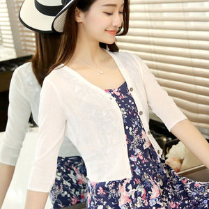 Ice Silk Cardigan Thin Womens Summer Outer Matching Skirt Shawl Air Conditioning Shirt Sun Protective Blouse Short Knitting Small Coat