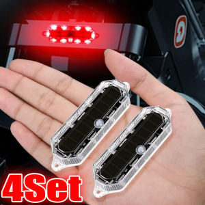 4 bộ năng lượng mặt trời nhấp nháy đèn cảnh báo xe ô tô LED cảnh báo đèn nháy an toàn bằng đèn nhấp nháy có thể điều chỉnh đỗ xe tự động đèn đèn cảnh báo phía sau