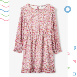 Váy voan dài tay cho bé gái 4-12 tuổi GEM0 họa tiết hoa lấp lánh đầm xuất dư bé gái váy đầm thu đông cho trẻ em