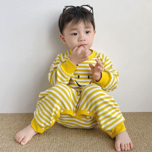 Boys Conjoined Pajama Kids Spring and Autumn Pure Cotton Mens and Womens Baby Home Crawling Suit Autumn and Winter Childrens One-Piece Sleeping Bag