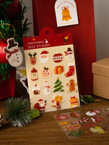 Christmas Scene Decoration Cute Cartoon Snowman Reindeer Gift Stickers Childrens Face Stickers Lovely Holiday Decals