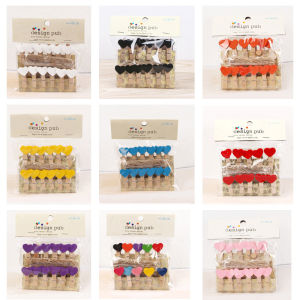 35x7mm DIY Love Red White Wood Clothes Pegs Clothespin Clips Office Party Decoration Accessories Photo Hanging Pegs