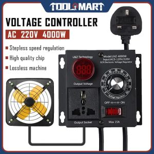 Voltage Controller AC 220V/15A/ 4000W Variable Speed Controller Fit for Router Fan Electric Motor Rheostat