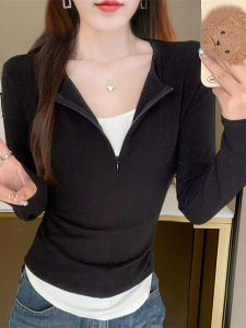 Slim Fit Short Sleeve Womens T-Shirt Base Shirt Long Sleeve Base Layer Top Spring Autumn Style Fashionable Modest Pure Color