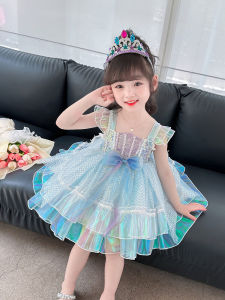 ชุดเจ้าหญิงทรงหอยนาง Mare สำหรับเด็กผู้หญิง ชุดกระโปรงทรงหัวใจสีไล่เฉด แขนสั้น กระโปรงทรงเอ ช่วงฤดูร้อน ปี 2023