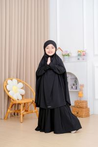 Gamis anak french khimar AZZAHRA Set untuk usia 2-12thn