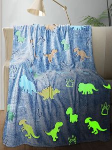 Luminous Unicorn Dinosaur Throw Blanket for Girls Boys Plush Flannel Blanket Christmas Tree Glow in the Dark Super Soft