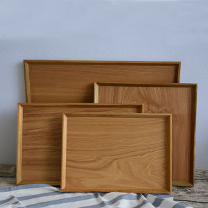 Korean Style Beveled Solid Wood Rectangular Tray Wooden Tea Set Tray Dinner Plate Wood Dish Wooden Hotel Wood Pallet