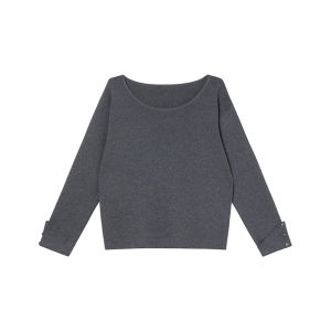 Loose Fit round Neck Knitwear Button Cuff Solid Color Simple Design Womens Top Hi Cannon Commute Style Spring New Arrival