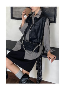 Folded Nylon Crossbody Bag Womens Chain Underarm Bag Small Satchel Casual Style Zipper Closure Soft Pillow Shape Handbag