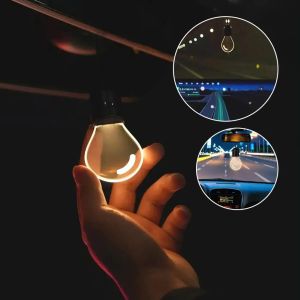 Retro Small Bulb LED Car Hanging Ornament Interior Ambient Lighting 4 Light Modes For Long Trips Daily Use Auto Decor Accessory