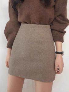 High Waist Bodycon Dress for Women in Almond Velvet Short Length Work Clothing with Elastic Waist and Slimming Design