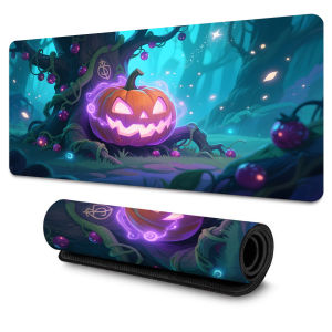 แผ่นรองเมาส์ธีมฮาโลวีน ลายฟักทองและผีสุดหลอน ฐานยางกันลื่น สำหรับเล่นเกม อุปกรณ์เสริมสำหรับโต๊ะทำงานที่บ้านและสำนักงาน ของขวัญเทศกาล