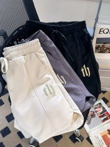 Quần Short Da Lộn in Chữ Mỹ Thường Ngày Cho Nam Mùa Hè Thời Trang Hip Hop Rộng Rãi Đa Năng Thể Thao Quần Năm Điểm