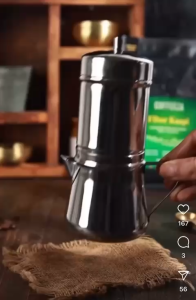 South Indian Filter Coffee Drip Maker in Stainless Steel Madras Kappi Drip Decotion Maker 200ml Medium size (2-4 Cup)