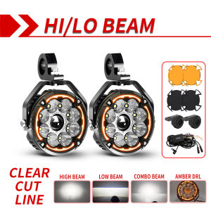 CO LIGHT 6"Motorcycle Headlight Fog Lights Led Auxiliary Driving Light Amber DRL High Low With Cut Line off-road useFog Lamp 12V