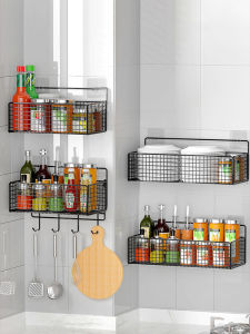 Kitchen Storage Rack Onion Ginger Garlic Storage Wall Mount Draining Rack Storage Basket Seasoning Storage Wall Vegetable Basket Punch-Free