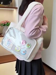 100% Authentic Crayon Shinchan Shoulder Bag Storage Bags Plush Material Cartoon Travel Handbag for Girls Large Capacity Birthday Gifts WG0202-30