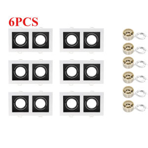 JOYINLED 6PCS GU10 Recessed Downlight Frames Square Adjustable Ceiling Spotlights 90mm Cutout with Lamp Holders Indoor Lighting