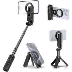 Mini Bluetooth Magnetic Suction Selfie Stick Telescopic Tripod Stand for Magsafe IPhone Android Travel Monopod with Remote