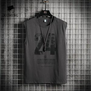 KUMING Summer Mens Casual Sports Vest Mens Loose Sleeveless T-shirt Clothing