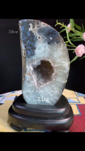 🇲🇾Johor seller Blue Agate Geode Lavender Purple + Red Hematoid inclusions🌸蓝玛瑙花洞🔮 独特风格风景玛瑙 加点绿幽灵花