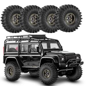 4PCS 1.0" 1/18 1/24 Brass RC Crawler Wheels & Tires for TRX4M Axial SCX24 AX24 FCX24 Upgrade Parts
