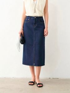 Basic House | Autumn Ladies Straight Mini Skirt Denim