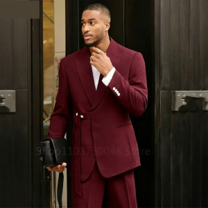 Elegant Fashion 2-Piece Mens Suit with Peak Lapel Blazer And Pants Comfortable Wedding Business Full Tuxedos for Men