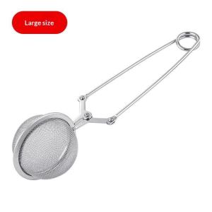 ¤Stainless Steel Mesh Tea Ball Infuser Spoon Fine Filter Strainer For Loose Leaf Tea With Squeeze Handle Silver