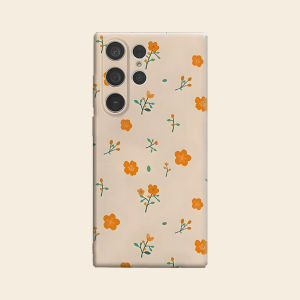 BILIBILI | Beige Orange Tiny Floral Print Luxury Fashion Full Lens Protective Case for Samsung Galaxy S26 S25 S24 A56 A36 Plus Ultra