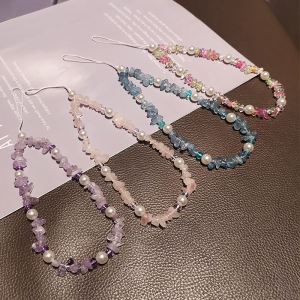 สร้อยคอโทรศัพท์มือถือแบบแฮนด์เมด สร้อยข้อมือ จี้หินปูน จี้ตกแต่งระดับไฮเอนด์ ป้องกันการสูญหาย สำหรับผู้หญิง