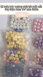 (5 hạt) Hạt vuông nhỏ bề mặt cắt mạ điện màu UV độ trong suốt cao size 8mm nguyên liệu làm vòng tay đồ thủ công.DIY